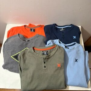 Hurley Kids' Long Sleeve Tees in Orange, Blue, Gray, Green